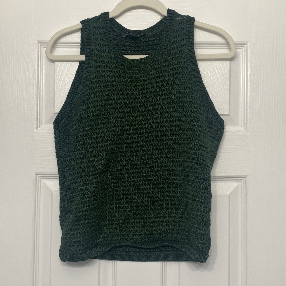 Ann Taylor Forest Green Open Stitch Sweater Shell